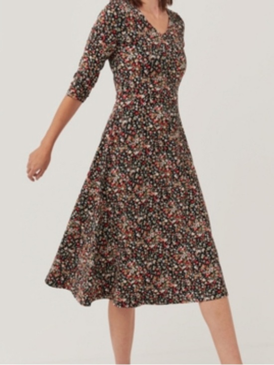 Pact Dresses & Skirts - Pact Organic Women's Pixel Floral Fit & Flare Midi Party Dress Size Small